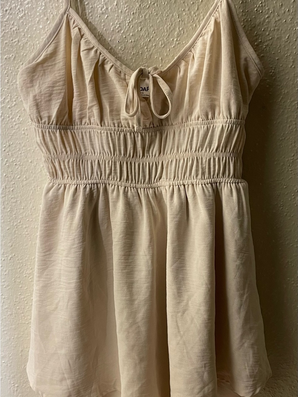 Womens Cream Smocked Waist Dress -